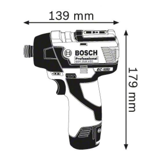 Акумулаторен ударен гайковерт BOSCH Professional GDR 10.8 V-EC , 10.8V, 2Ah, Li-Ion, 110Nm, без батерия и зарядно устройство 06019E0002