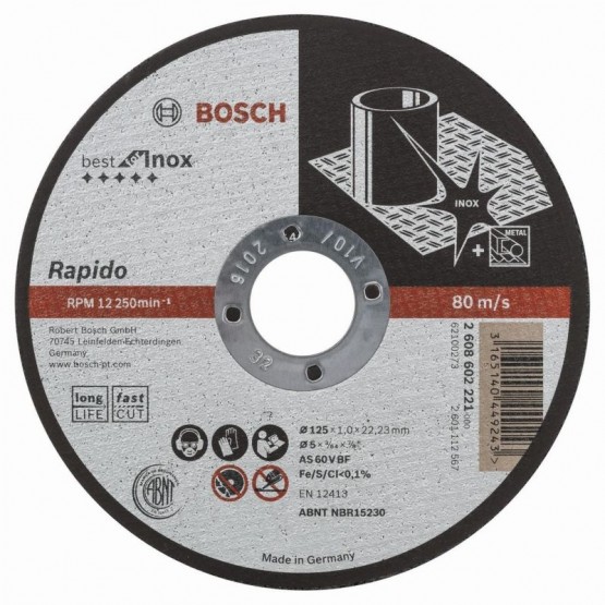 Диск за рязане на инокс 125 мм 22.23 мм 1 мм BOSCH Professional Rapido Long Life AS 60 V BF 41 2608602221