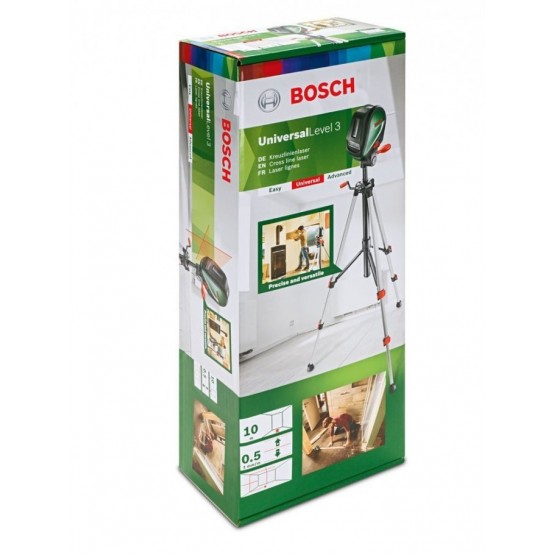 Лазерен нивелир с кръстосани линии и отвес + статив BOSCH UniversalLevel 2 Set, до 10м 0603663801