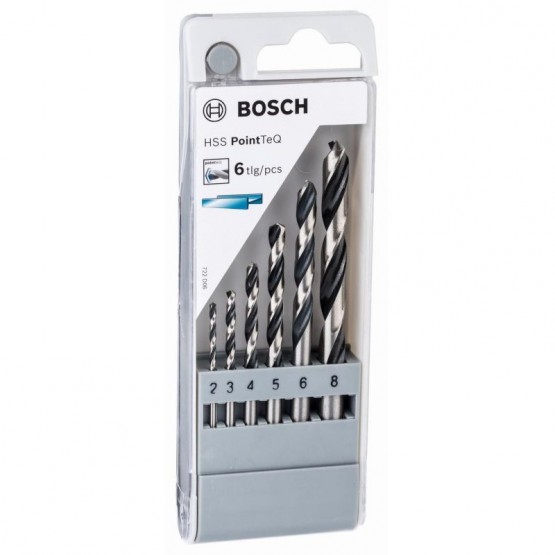 Комплект спирални свредла 2-8 мм 6 части BOSCH Professional HSS PointTeQ 2608577346