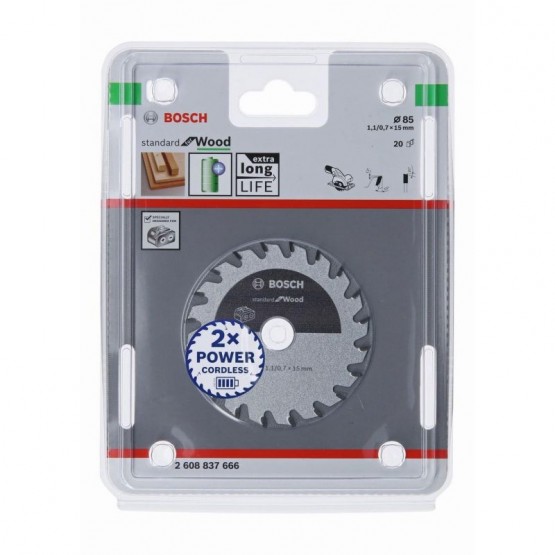 Циркулярен диск за дърво 85x1.1/0.7x15 мм 20 зъба BOSCH Professional 2608837666