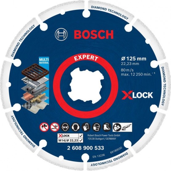 Диамантен диск за метал 125x22.23 мм BOSCH Professional X-LOCK 2608900533