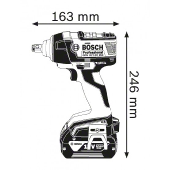 Акумулаторен ударен гайковерт BOSCH Professional GDS 18 V-EC 250 , 18V, 5Ah, Li-Ion, 250Nm, без батерия и зарядно устройство 06019D8102