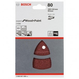 Комплект шкурки 10 части 102x62 93 мм P80 BOSCH Professional C430 2608607408