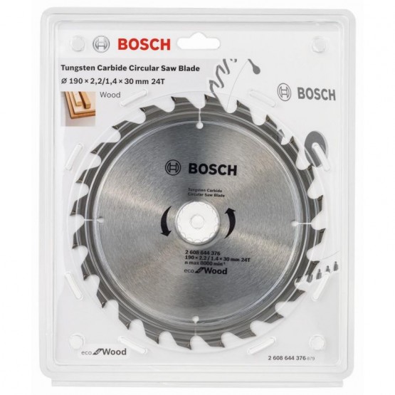 Циркулярен диск за дърво 190х30х2.2 мм 24 зъба BOSCH Professional Eco 2608644376