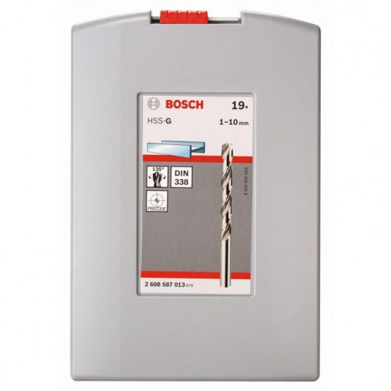 Комплект свредла за метал 1-10 мм 19 части BOSCH Professional HSS-G ProBox DIN 338 2608587013