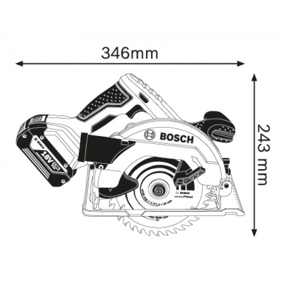 Акумулаторен циркуляр BOSCH Professional GKS 18V-57 , 18V, 5-6Ah, Li-Ion, 165мм, без батерия и зарядно устройство 06016A2200