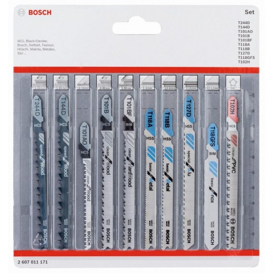 Комплект ножове за прободен трион 10 бр. BOSCH Professional All in One 2607011171