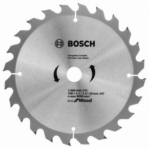 Циркулярен диск за дърво 190x20x2.2 мм 24 зъба BOSCH Professional Eco 2608644375