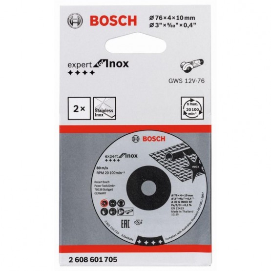 Диск за грубо шлайфане на инокс 2 бр. 76x4x10 мм BOSCH Professional Expert 2608601705