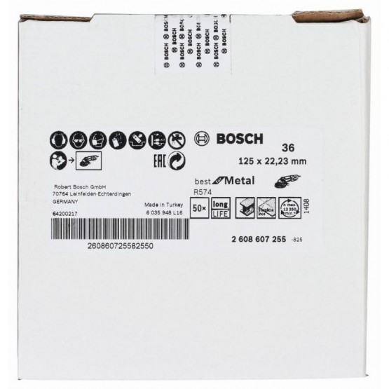 Фибродиск за шлайфане на метал 125 мм K36 BOSCH Professional R574 2608607255