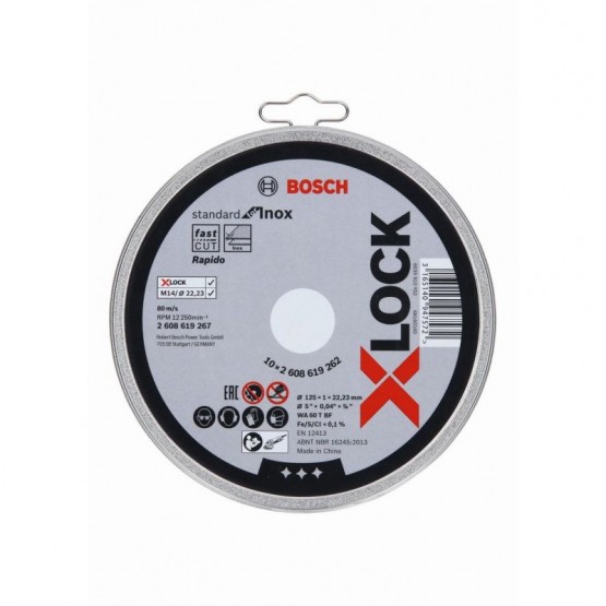 Диск за рязане на инокс 125x1x22.23 мм BOSCH Professional X-LOCK 2608619262