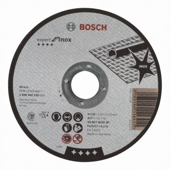 Диск за рязане за инокс 125 мм 1.6 мм BOSCH Professional AS 46 T INOX BF 2608600220