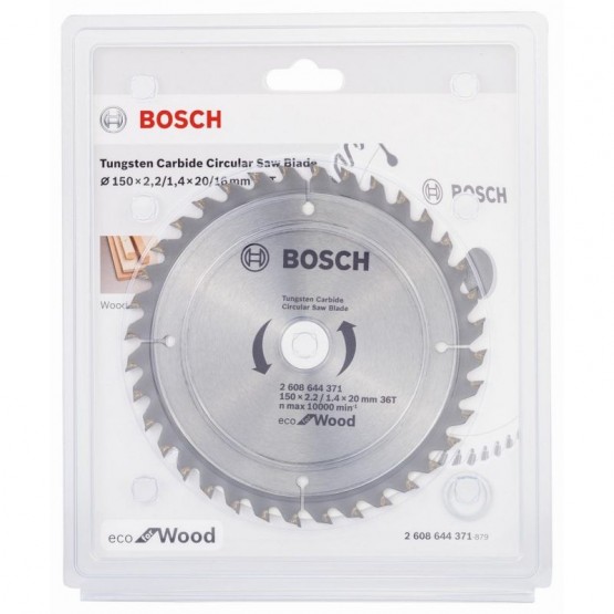 Циркулярен диск за дърво 150х20х2.2 мм 36 зъба BOSCH Professional Eco 2608644371