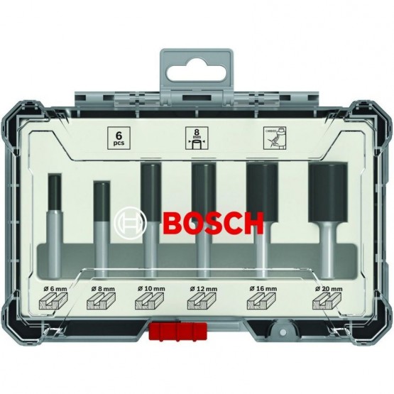 Комплект фрезери за оберфреза прави 6 части 6 мм опашка BOSCH Professional 2607017465