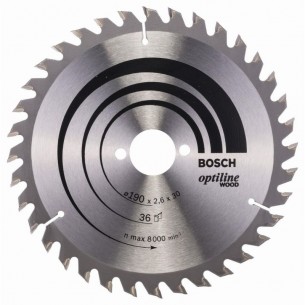 Циркулярен диск за дърво 190x30x2.6 мм 36 зъба BOSCH Professional Optiline 2608640616