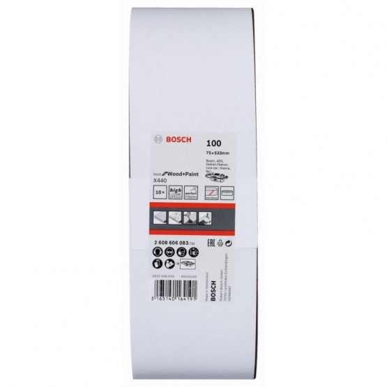 Комплект шлифовъчни ленти 10 части 75x533 мм P100 BOSCH Professional X440 2608606083