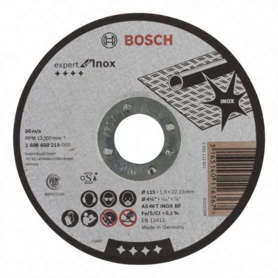 Диск за рязане за инокс 115 мм 1.6 мм BOSCH Professional AS 46 T INOX BF 2608600215