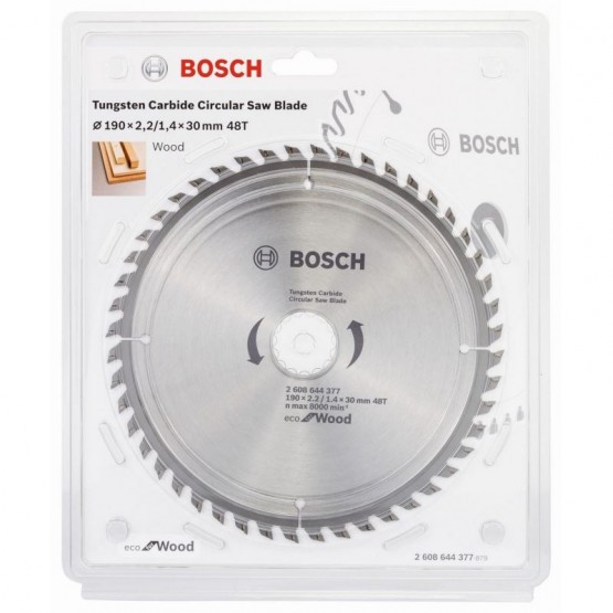 Циркулярен диск за дърво 190х30х2.2 мм 48 зъба BOSCH Professional Eco 2608644377