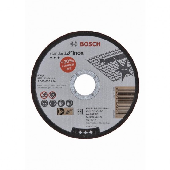 Диск за рязане на инокс 115 мм 22.23 мм 1.6 мм BOSCH Professional WA 60 T BF 2608603170