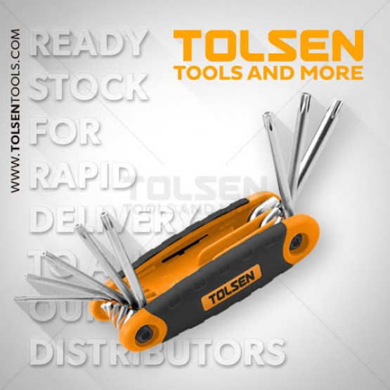 Комплект ключове TORX TOLSEN, 8 части, CrV, TX 9-40