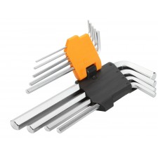 Комплект ключове шестостени дълги CrV TOLSEN, 9 части, 1,5-10 мм