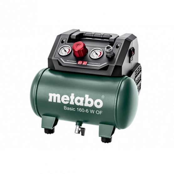 Монофазен безмаслен бутален компресор за въздух METABO BASIC 160-6 W OF, 0.9 kW, 6 л, 8 бара, 160 л/мин