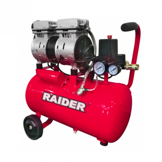 Монофазен безмаслен бутален компресор за въздух Raider RD-AC07, 0.75 kW, 135 л/мин, 8 бара, 24 л