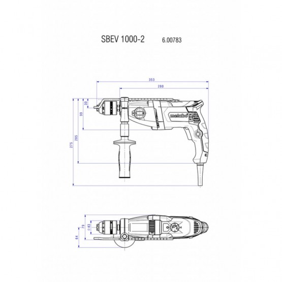 Ударна бормашина METABO SBEV 1000-2 ZKBF, 1010 W, 40 Nm