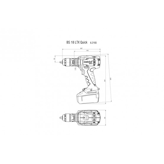 Акумулаторен винтоверт Metabo BS 18 LTX Quick SOLO + MetaLoc, 18 V, 55 Nm, в куфар, без батерия и зарядно