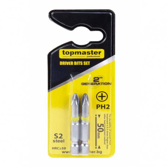 Комплект битове TopMaster, PH2, 50 мм, 2 броя