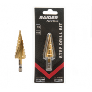 Свредло за ламарина стъпаловидно Raider, HEX 1/4”, ø4-20 мм