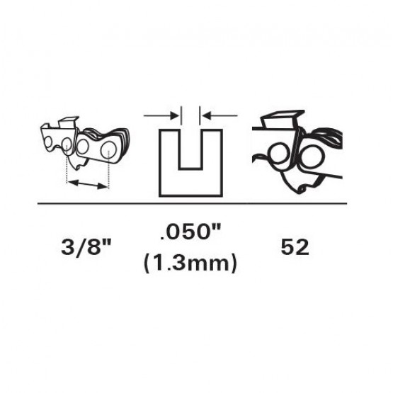 Верига за електрическа резачка RAIDER, 3/8'', 52 зъба, за модел RD-ECS14