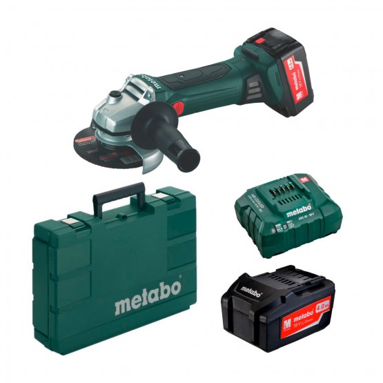 Акумулаторен ъглошлайф Metabo W 18 LTX 125, 18 V, 125 мм, с 2 батерии 4.0 Ah и зарядно