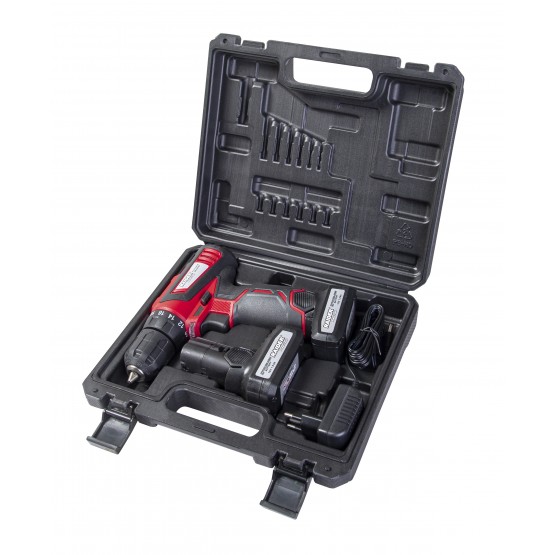 Акумулаторна бормашина RAIDER RD-CDL28 / 18 V, 10 мм, 38 Nm, 0-400 / 0-1400 rpm / 2 батерии, зарядно устройство и куфар
