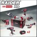 Комплект акумулаторни машини Raider R20 System, с 3 батерии, зарядно и куфар