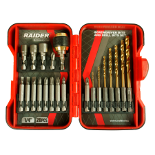 Накрайници и свредла 20 броя комплект Raider 1/4"