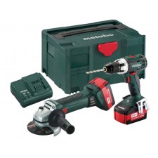 Акумулаторен винтоверт и ъглошлайф Metabo Combo Set 2.4.1 18 V BS LT+W18, 18 V, с 2 батерии 4.0 Ah и зарядно