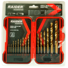 Свредла за метал 15 броя комплект HSS + TIN Raider Ø1.5 - 10 mm