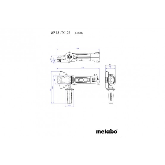 Ъглошлайф акумулаторен с плоска глава METABO WF 18 LTX 125 SOLO / 18 V /