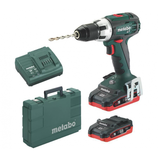 Акумулаторен двускоростен винтоверт Metabo BS 18, 18 V, 1.5 Ah, 24/48 Nm, с 2 батерии, зарядно устройство и куфар