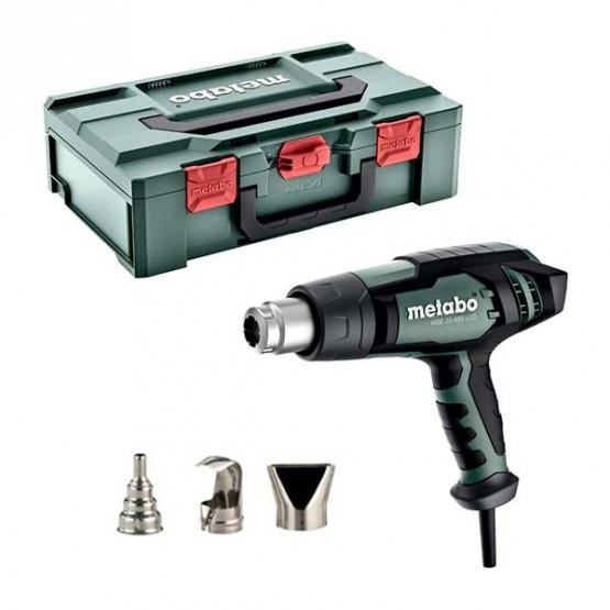 Пистолет за горещ въздух Metabo HGE 23-650 LCD SET, 2300 W, 500 л/мин., с комплект дюзи, в куфар