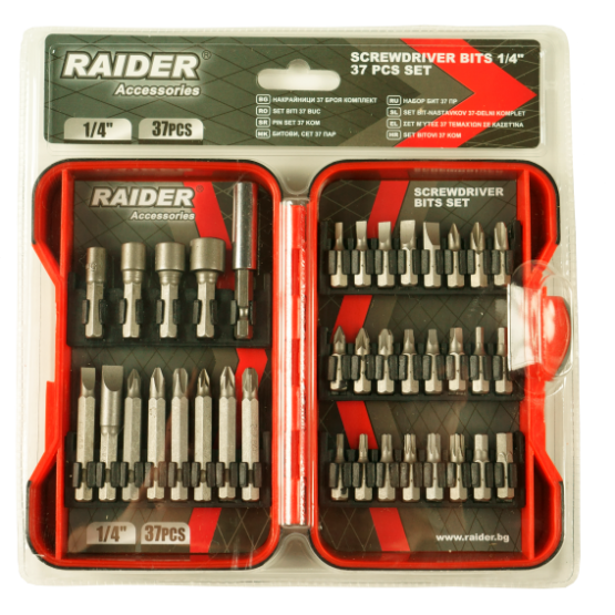 Накрайници 1/4" RAIDER 37 броя комплект