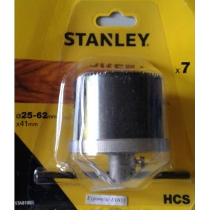 Боркорона за дърво STA81005 HCS Black&Decker Stanley, ф 25 мм - 62 мм х 41 мм, комплект 7 части - без СВРЕДЛО