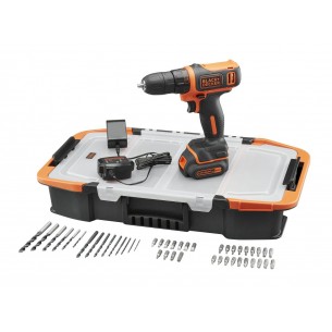 Акумулаторна бормашина Black & Decker BCD712AS2T 10,8 V + КУФАР + 50 АКСЕСОАРА