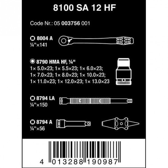 Комплект тресчотка Zyklop Metal 1/4“ с вложки HF - 13 части Wera 05003756001 