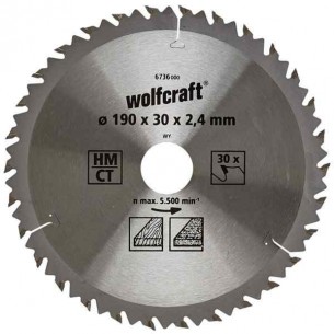 Диск метален с HM за фино рязане на дърво 190x30x2.4 мм, 30 z Wolfcraft 6736000